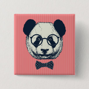 Panda Stripes 2 Inch Square Button