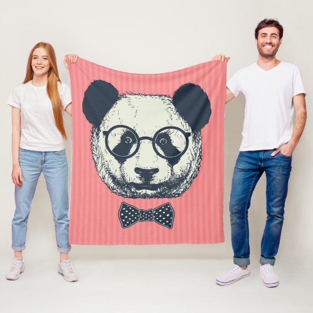 Panda Stripes Fleece Blanket (In Situ)