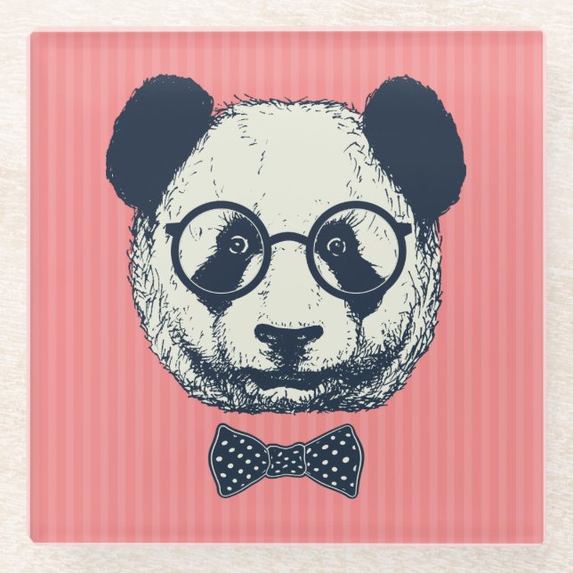 Panda Stripes Glass Coaster (Front)