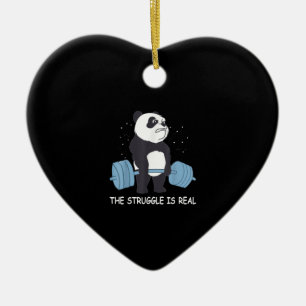 Panda Struggle Is Real Bear Deadlift Funny Gym . Ceramic Ornament