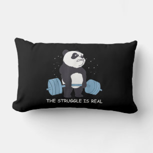 Panda Struggle Is Real Bear Deadlift Funny Gym . Lumbar Pillow