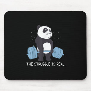Panda Struggle Is Real Bear Deadlift Funny Gym . Mouse Pad