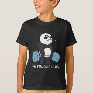 Panda Struggle Is Real Bear Deadlift Funny Gym . T-Shirt