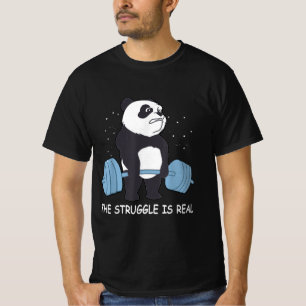 Panda Struggle Is Real Bear Deadlift Funny Gym . T-Shirt