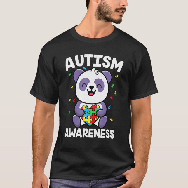 Panda Supporting Warrior Of Autism Awareness T-Shirt (Front)