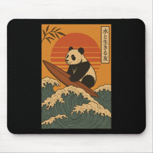 Panda Surfing Japanese _1 Mouse Pad