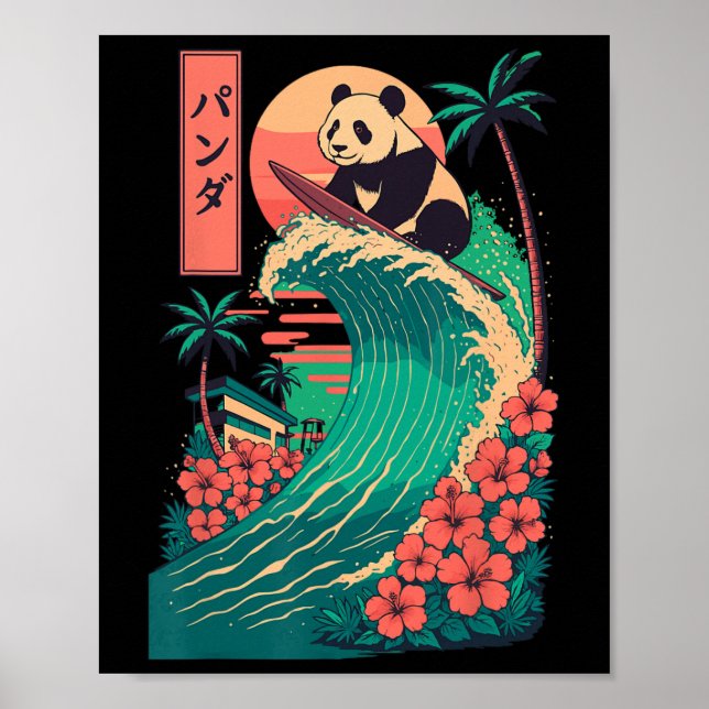 Panda Surfing Japanese _2  Poster (Front)