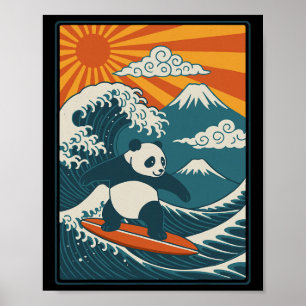 Panda Surfing Japanese _4 Poster