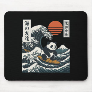 Panda Surfing Japanese Wave Great Wave _2  Mouse Pad