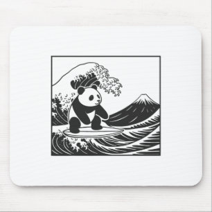 Panda Surfing Japanese Wave Great Wave _5  Mouse Pad