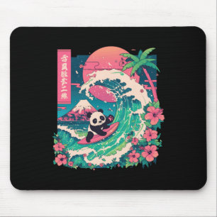 Panda Surfing Japanese Wave Great Wave _6  Mouse Pad