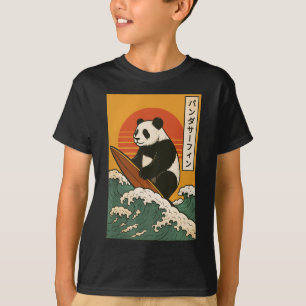 Panda Surfing Japanese Wave Great Wave _7  T-Shirt