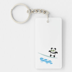 Panda Surfing Keychain