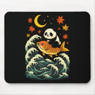 Panda Surfing Wave - Funny Japanese Animal Art Mouse Pad