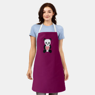 Panda Teddy Bear with Heart Apron
