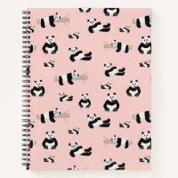 Panda thème 21,6 cm x 28 cm Carnet spiral