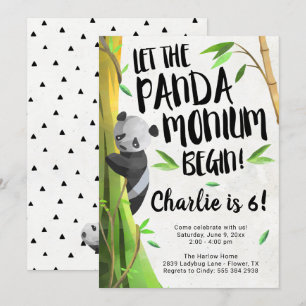 Panda Thème Anniversaire Fête Invitation