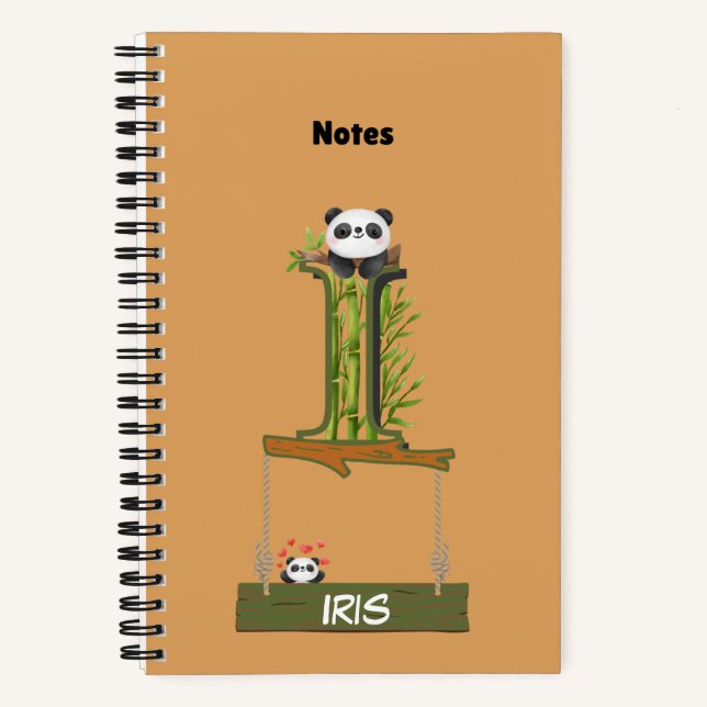 Panda Theme Notebook - Named with Letter I (Front)