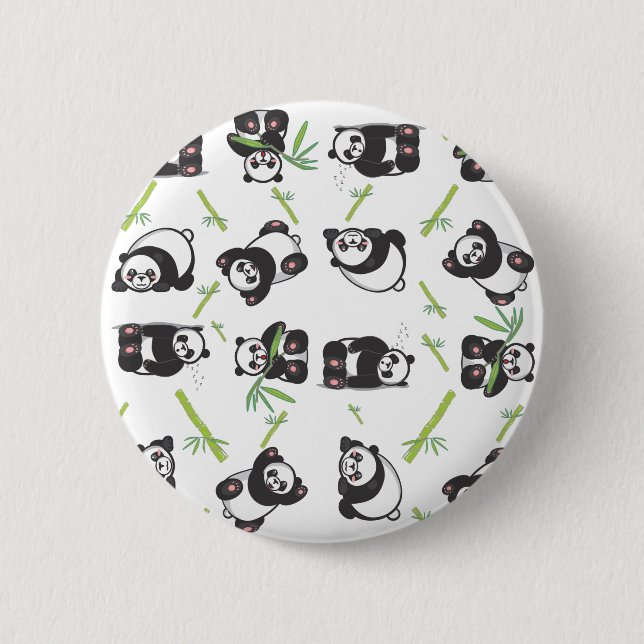 panda tile cute pattern blue 2 inch round button (Front)