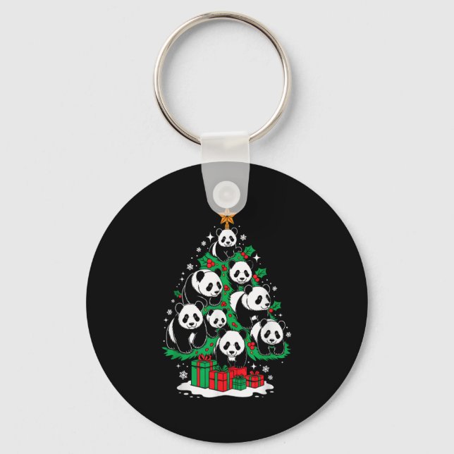 Panda Tree Christmas Panda Lover Xmas Squad Men Wo Keychain (Front)