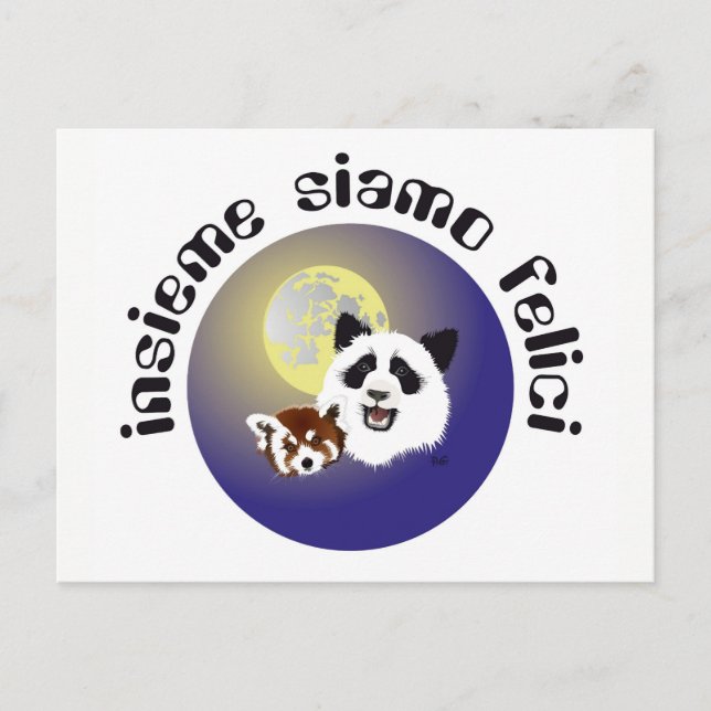 Panda Treffen Postkarte Postcard (Front)