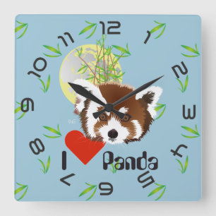 Panda Treffen Uhr Square Wall Clock