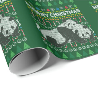 Panda Ugly Christmas Sweater Wildlife Series Wrapping Paper