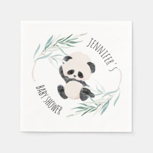 Panda Unisex Gender Neutral Baby Shower Watercolor Napkin