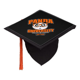 Panda University - Orange Graduation Cap Topper