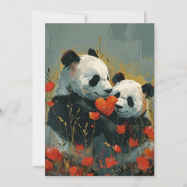 Panda Valentine's Day  Holiday Card (Front)