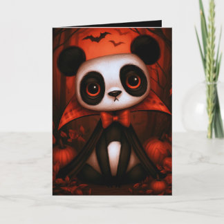 Panda Vampire Halloween Costume Illustration Card