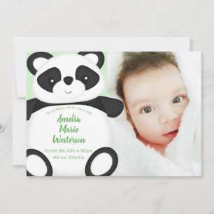 Panda vert ours bébé Faire-part de naissance