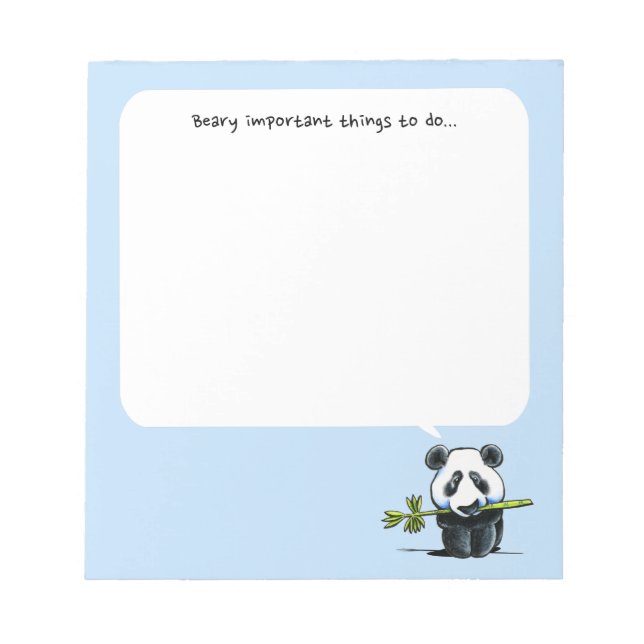 Panda w/ Bamboo To Do Pad Blue (Front)