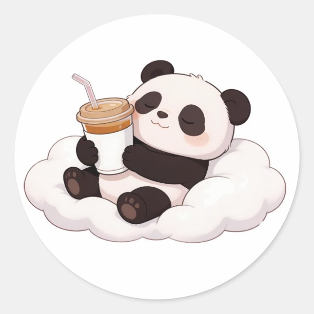 panda,warm,healing,slow-paced,inner peace #012 classic round sticker (Front)