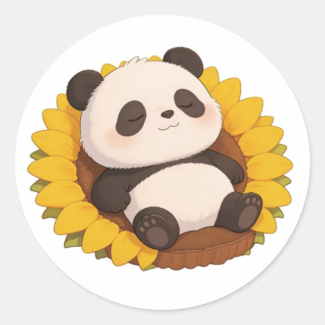 panda,warm,healing,slow-paced,inner peace #013 classic round sticker (Front)