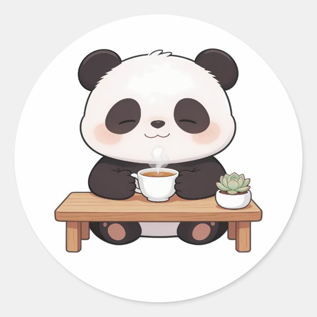 panda,warm,healing,slow-paced,inner peace #014 classic round sticker (Front)