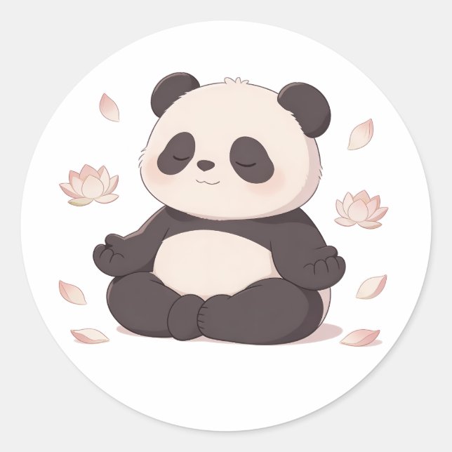 panda,warm,healing,slow-paced,inner peace #02 classic round sticker (Front)