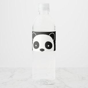 Panda Water Bottle Labels, Black and white label