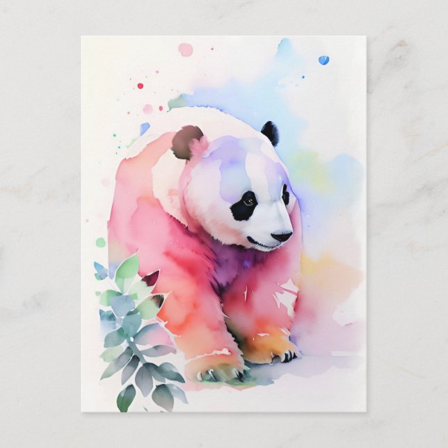 Panda Watercolor Portrait 1 Postcard (Front)