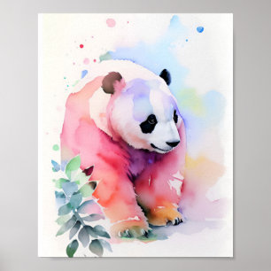 Panda Watercolor Portrait 1 Poster