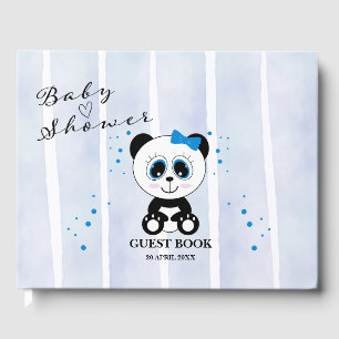Panda Watercolor Theme Baby Shower (Boys Blue)  Guest Book
