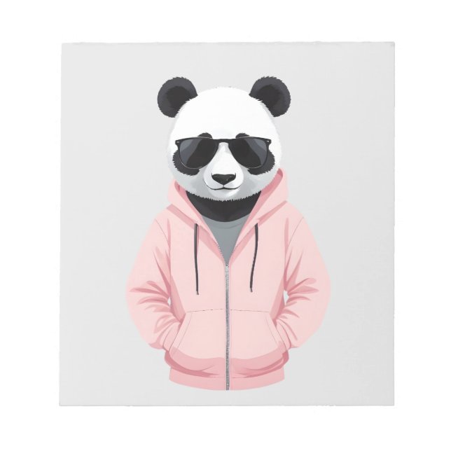 Panda Wearing Hoodie Funny Cool Animal Character  Notepad (Front)