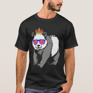 Panda Wearing Sunglasses And Crown England Uk Flag T-Shirt