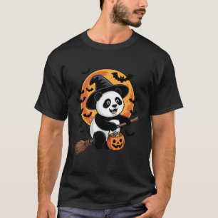 Panda Witch Jack-o-Lantern Candy Bucket Halloween  T-Shirt
