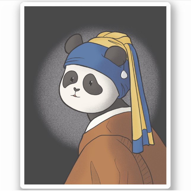 Panda with a Pearl Earring Vermeer Funny (Front)