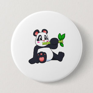Panda with Bamboo 3 Inch Round Button