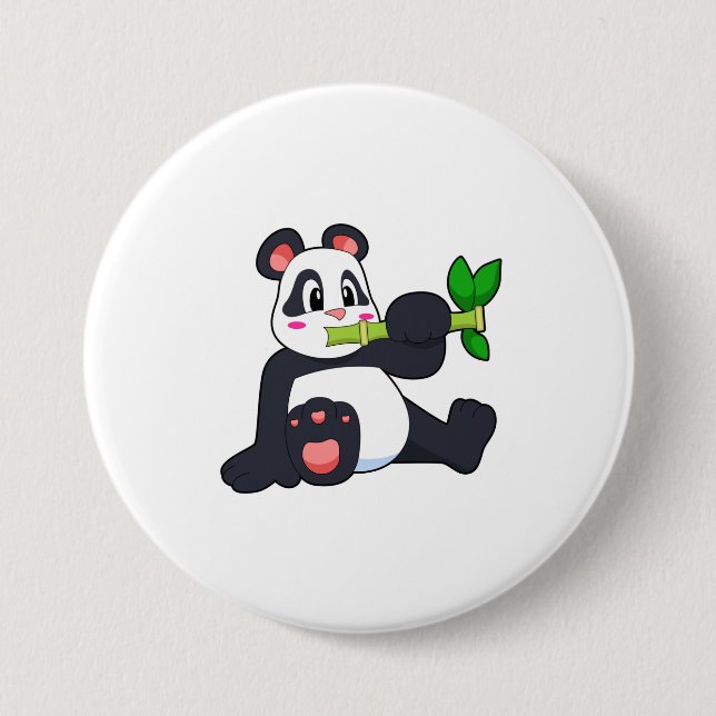 Panda with Bamboo 3 Inch Round Button (Front)