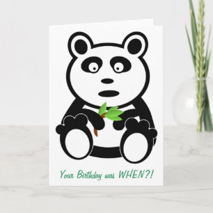 Panda with Bamboo Belated Birthday Card