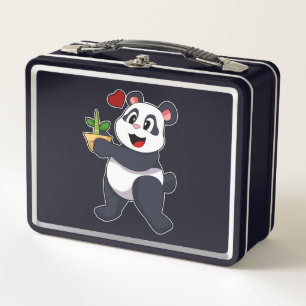 Panda with Bamboo Flower Metal Lunch Box