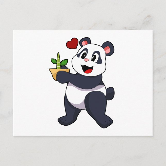 Panda with Bamboo Flower Postcard (Front)